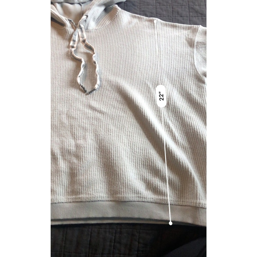 Aerie Womens Waffle Knit‎ Hooded Pullover Sweatshirt Light Green Large RN54485 - Picture 6 of 7